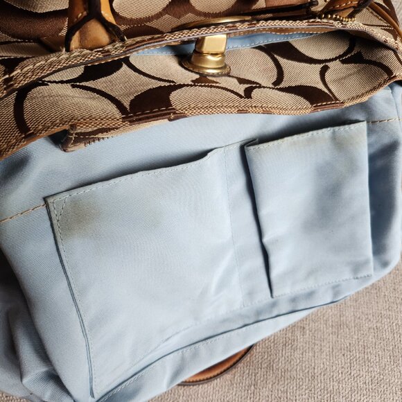 COACH Madeline top handle shoulder satchel khaki signature C and camel leather - Picture 15 of 15